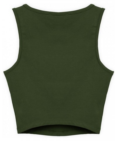 Women's Casual Sleeveless Square Neck Solid Color Cropped Basic Tank Top Army $9.35 Tanks