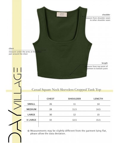 Women's Casual Sleeveless Square Neck Solid Color Cropped Basic Tank Top Army $9.35 Tanks