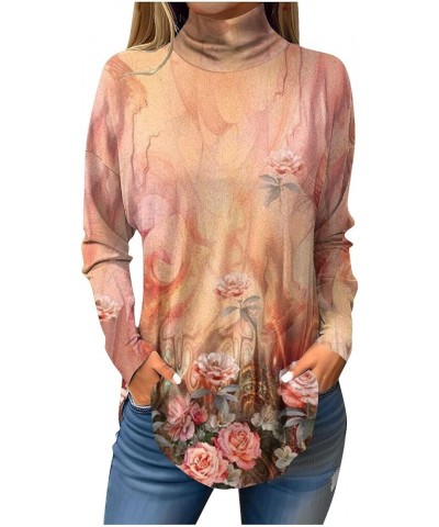 Costumes for Women High Neck Long Sleeve Sweatshirts Printing Trendy Cute T Shirt Winter Casual Loose Outfits 2-orange $9.53 ...