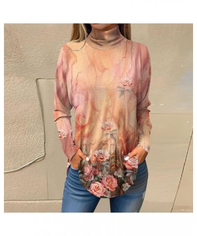 Costumes for Women High Neck Long Sleeve Sweatshirts Printing Trendy Cute T Shirt Winter Casual Loose Outfits 2-orange $9.53 ...