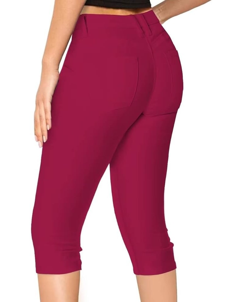 Women's Butt Lift Super Comfy Stretch Denim Capri Jeans Wine $12.04 Jeans