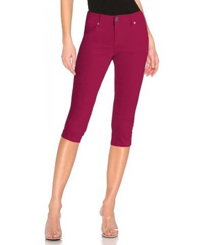 Women's Butt Lift Super Comfy Stretch Denim Capri Jeans Wine $12.04 Jeans