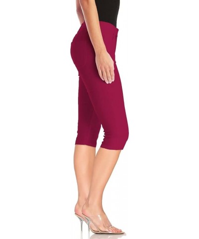 Women's Butt Lift Super Comfy Stretch Denim Capri Jeans Wine $12.04 Jeans