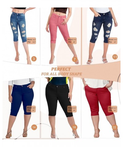 Women's Butt Lift Super Comfy Stretch Denim Capri Jeans Wine $12.04 Jeans