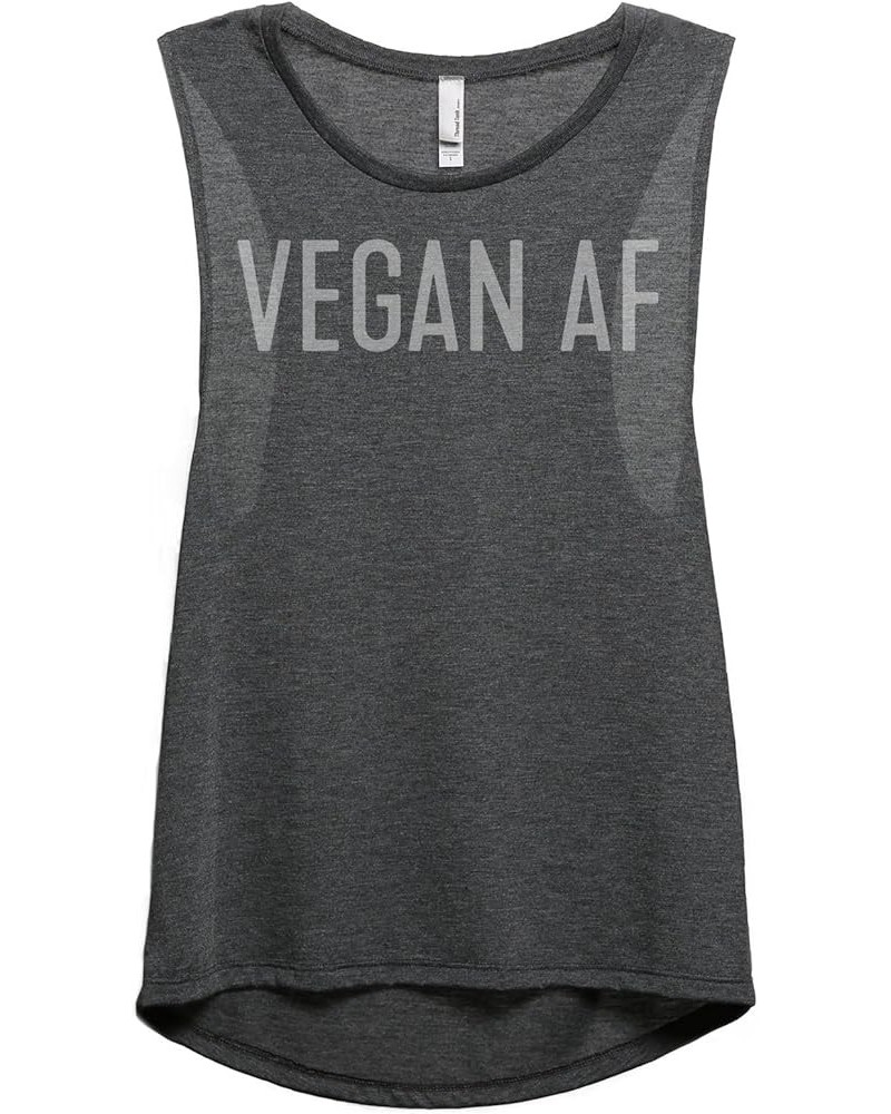 Vegan AF Women's Fashion Sleeveless Muscle Tank Top Tee Charcoal $16.82 Tanks