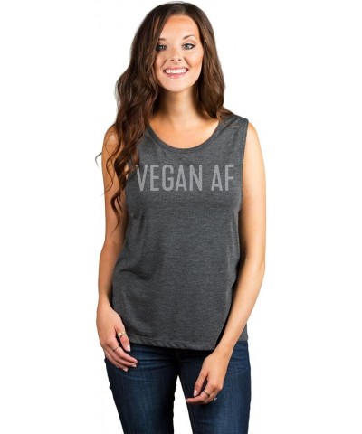 Vegan AF Women's Fashion Sleeveless Muscle Tank Top Tee Charcoal $16.82 Tanks