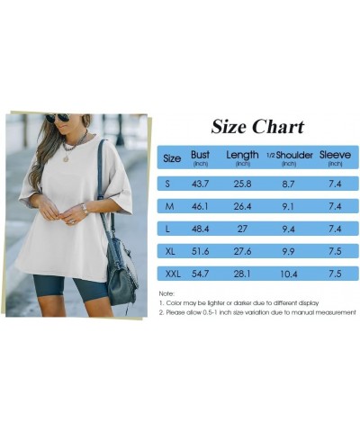 Women Crewneck Drop Shoulder Short Sleeve Oversized Fit Tunic Cotton T-Shirt Basic Boyfriend Black $11.00 Tops