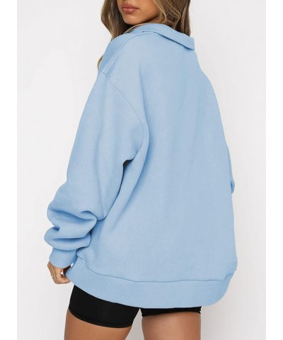 Women Half Zip Oversized Sweatshirts Long Sleeve Solid Color Drop Shoulder Fleece Workout Pullover S-2XL Zip Sky Blue $17.92 ...