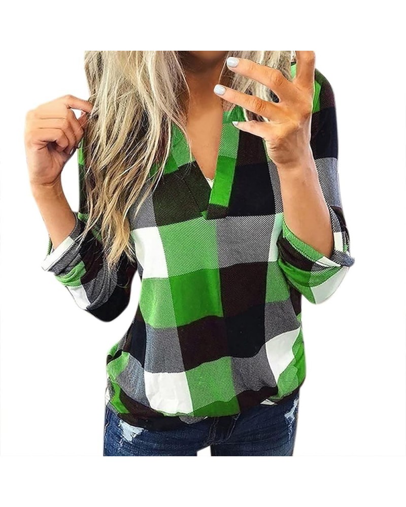 RMXEi Wearable Blanket Hoodie,Women Casual Cotton Long Sleeve Plaid Shirt Women's Slim Jacket Shirt Top 1-green $11.05 Hoodie...