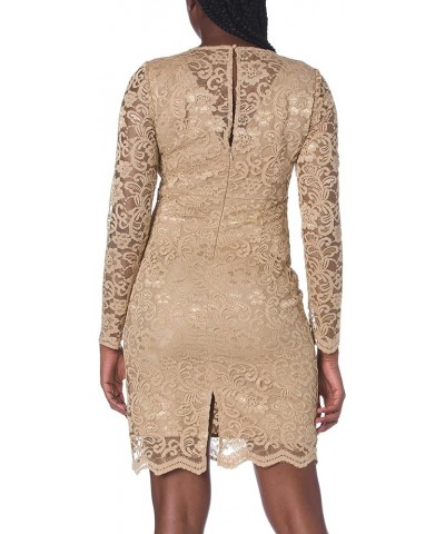 Nanette Women's Ls Off The Shoulder Lace Shift Dress W/Tiered Bell SLV Gold $26.68 Dresses