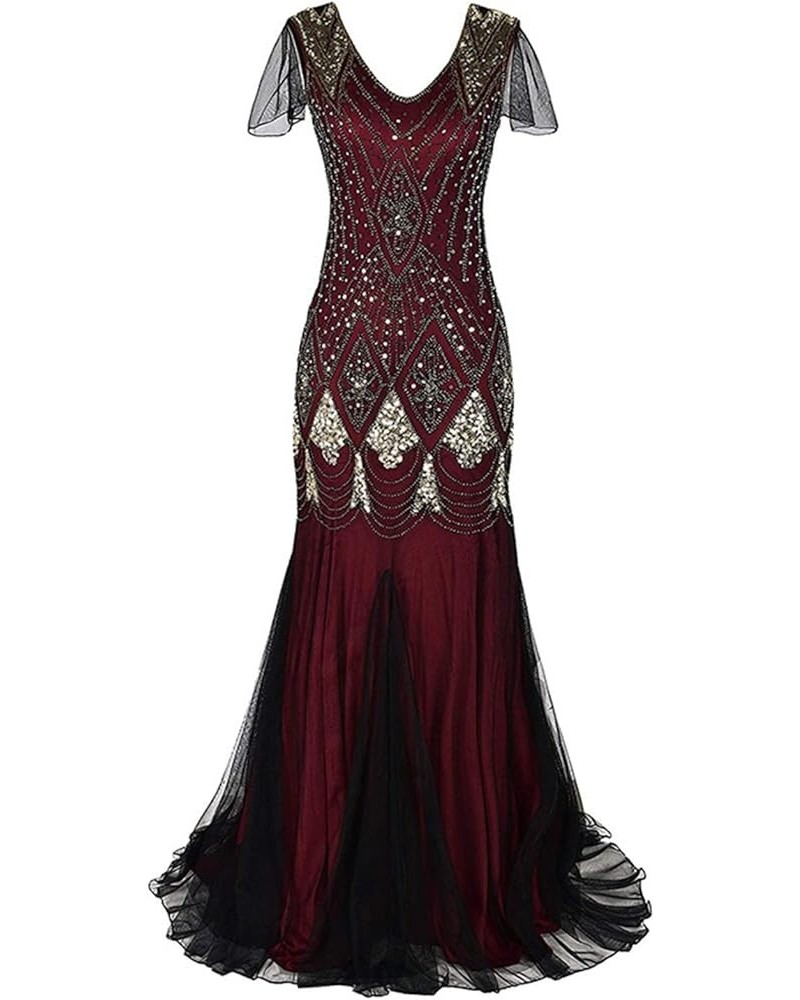 Womens 1920s Vintage Sequins Fringe Long Gatsby Flapper Dress Formal Wedding Evening Gown Party Cocktail Dresses Red $22.00 D...