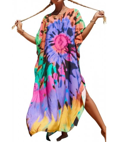 Women's Summer Long Beach Dress Kimono Maxi Kaftan Cover ups A Lilac Yellow $16.79 Swimsuits