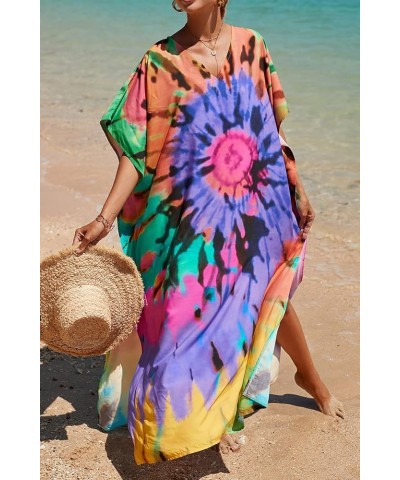 Women's Summer Long Beach Dress Kimono Maxi Kaftan Cover ups A Lilac Yellow $16.79 Swimsuits