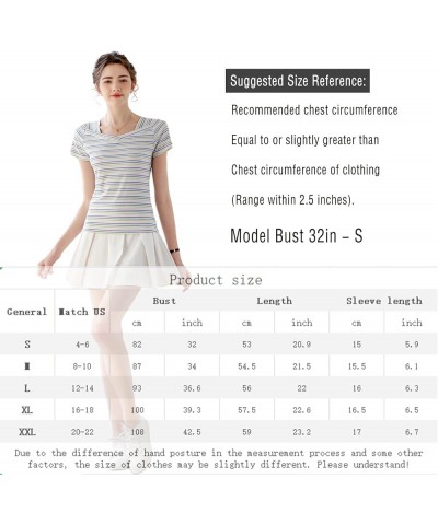 Women's Slim Fit Short Sleeve Striped T-Shirts Summer Casual Cotton Tops Green $13.51 Others