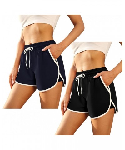 2 Packs Womens Athletic Quick Dry Shorts with Pockets Running Workout Gym Shorts with Liner for Women Black, Navy $9.87 Swims...