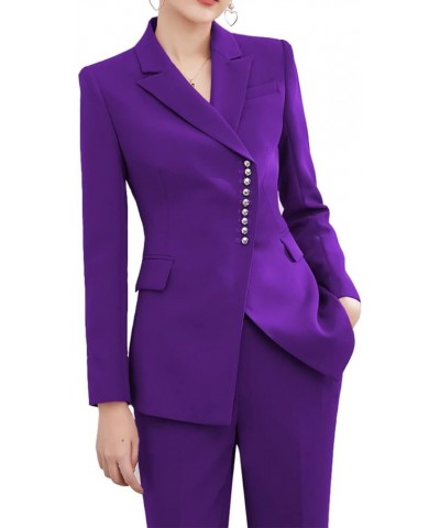 Women Suits Sets 2 Piece Slim Fit Fashion Suit with Blazer Solid Lady Elegant Office Business Jacket+Pant Brown $27.20 Suits