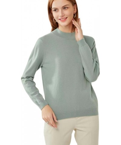 100% Pure Cashmere Mockneck Sweater for Women Long Sleeve Warm Soft Lightweight Knit Pullover Green $44.29 Sweaters