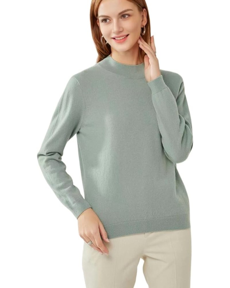 100% Pure Cashmere Mockneck Sweater for Women Long Sleeve Warm Soft Lightweight Knit Pullover Green $44.29 Sweaters