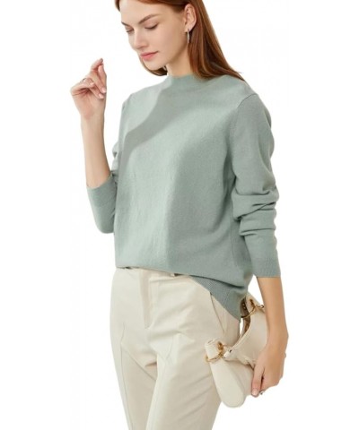 100% Pure Cashmere Mockneck Sweater for Women Long Sleeve Warm Soft Lightweight Knit Pullover Green $44.29 Sweaters