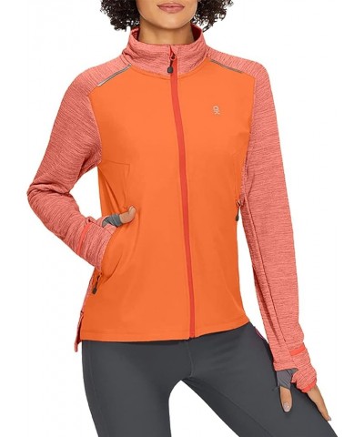 Women's Lightweight Warm Stretch Golf Jacket Full Zip Thermal Hybrid Thumbhole Running Hiking Track Jacket Orange Heather $24...