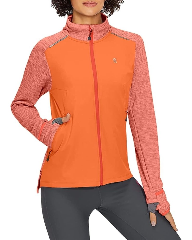 Women's Lightweight Warm Stretch Golf Jacket Full Zip Thermal Hybrid Thumbhole Running Hiking Track Jacket Orange Heather $24...