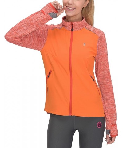 Women's Lightweight Warm Stretch Golf Jacket Full Zip Thermal Hybrid Thumbhole Running Hiking Track Jacket Orange Heather $24...