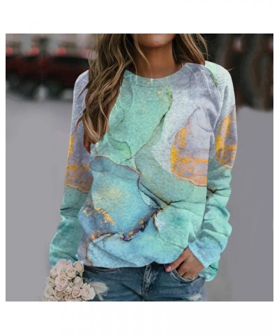 Women's Sweatshirts Fashion Long Sleeve Marble Printed Crewneck Pullover Sweatshirt Casual Fall Shirts Tops Z01 Green $11.28 ...