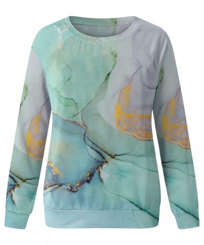 Women's Sweatshirts Fashion Long Sleeve Marble Printed Crewneck Pullover Sweatshirt Casual Fall Shirts Tops Z01 Green $11.28 ...