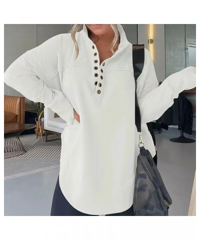 button up tops for women Half Neck Thumbhole Cuff Pullover Sweatshirt Ladies' Casual Hoodie Fuzzy Winter Outfits White $10.73...