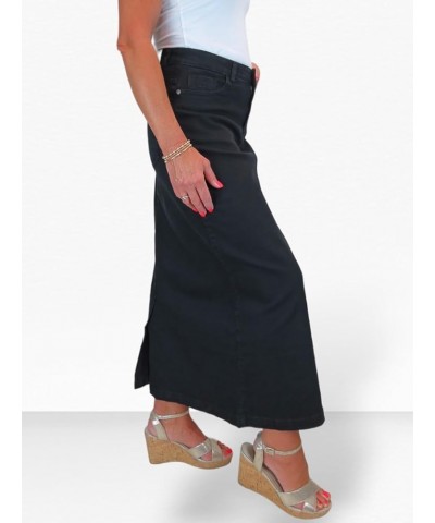 Womens Very Stretchy Denim Maxi Skirt Ladies Casual Straight Long Jeans Skirt 6-16 Black $29.11 Skirts