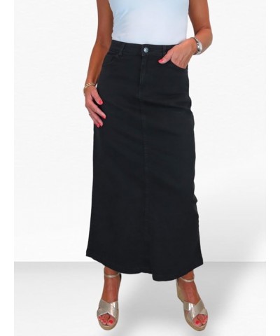 Womens Very Stretchy Denim Maxi Skirt Ladies Casual Straight Long Jeans Skirt 6-16 Black $29.11 Skirts