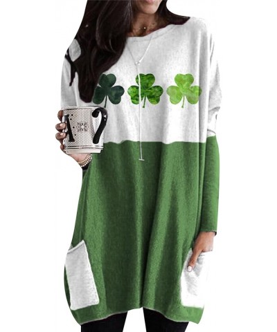 Women's Round Neck Casual Long Sleeve Sweatshirt Solid Color Loose Fit Shirt Long Clover $13.74 Hoodies & Sweatshirts