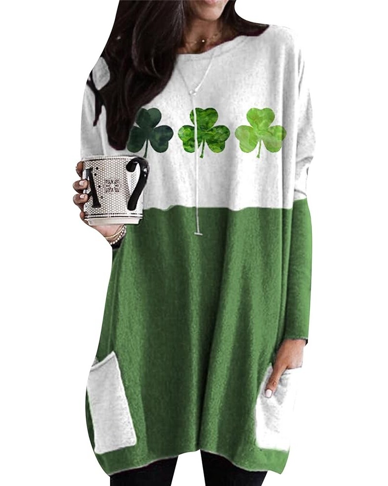 Women's Round Neck Casual Long Sleeve Sweatshirt Solid Color Loose Fit Shirt Long Clover $13.74 Hoodies & Sweatshirts