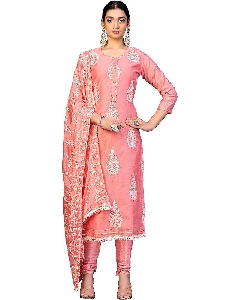 Indian Designer Embroidered Salwar Suit with Dupatta for Womens Regular & Occasional Wear Pink,52 $31.29 Suits