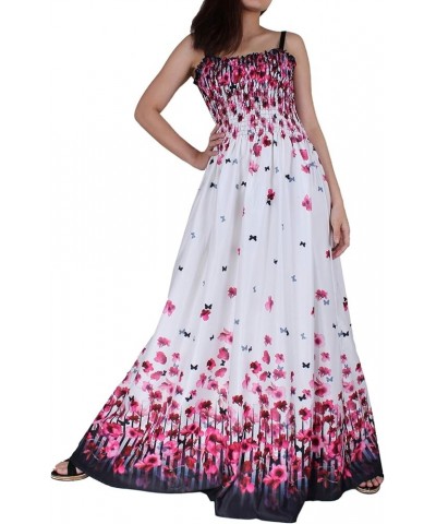 Women Floral Plus Size Maxi Dress Casual Long Sexy Summer Hawaiian Floral Evening Sleeveless Sundress… 070 White/ Pink Floral...