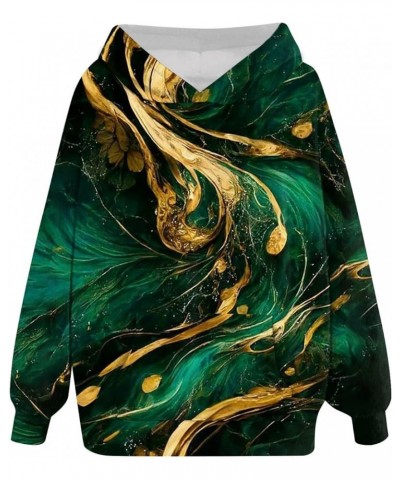 Hoodies for Women Round Neck Long Sleeve Sweatshirt Pocket Floral Print Pullovers Fashion Sweatshirts Cute Shirt 2-dark Green...