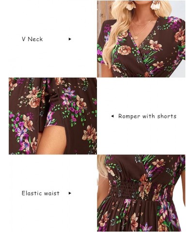 Women's Off Shoulder Floral Rayon Party Split Maxi Romper Dress Long Summer Beach Sundress A-floral Wine Red $23.39 Dresses