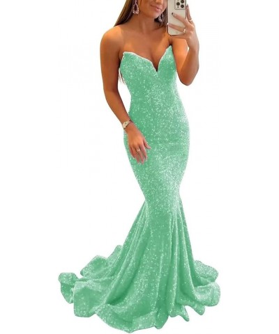 Sequin Evening Dresses for Women Formal Long Party Gowns Mermaid Sparkly V-Neck Prom Dress Sage $31.50 Dresses