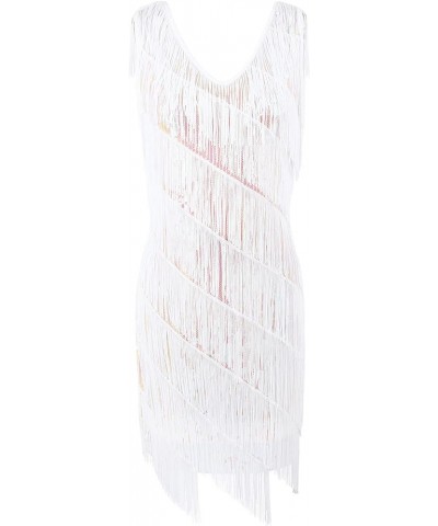 Women's Flapper Dress Sequined Fringe 1920s Gatsby Party Cocktail Dresses Colorful White With Accessories $32.66 Dresses