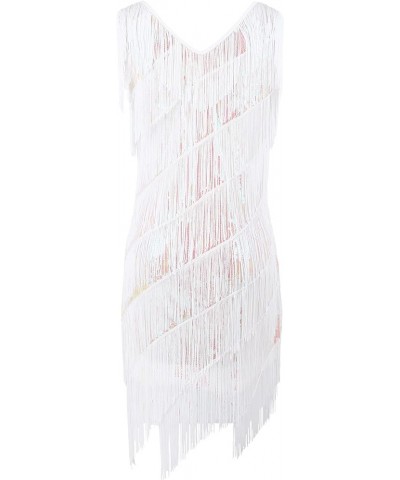 Women's Flapper Dress Sequined Fringe 1920s Gatsby Party Cocktail Dresses Colorful White With Accessories $32.66 Dresses