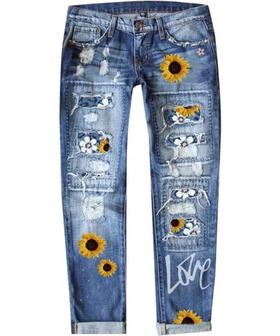 Good American Jeans Patchwork Pants Ripped Jeans Baseball Patch Jeans Straight Leg Jeans Distressed Jeans for Blue-b $19.36 J...