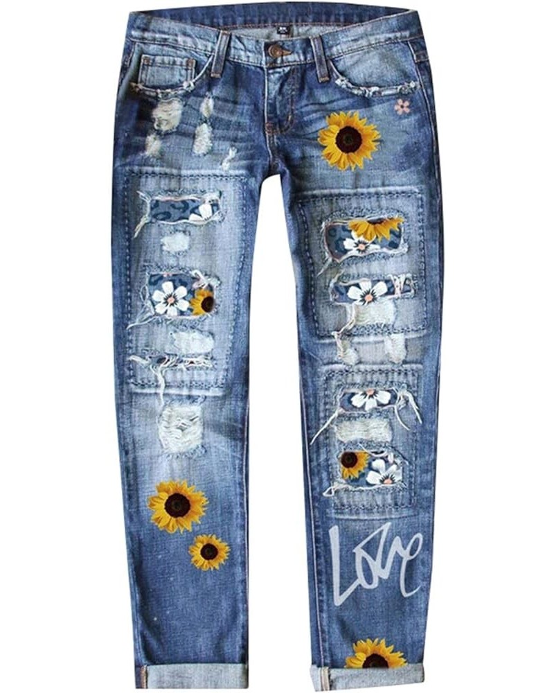 Good American Jeans Patchwork Pants Ripped Jeans Baseball Patch Jeans Straight Leg Jeans Distressed Jeans for Blue-b $19.36 J...