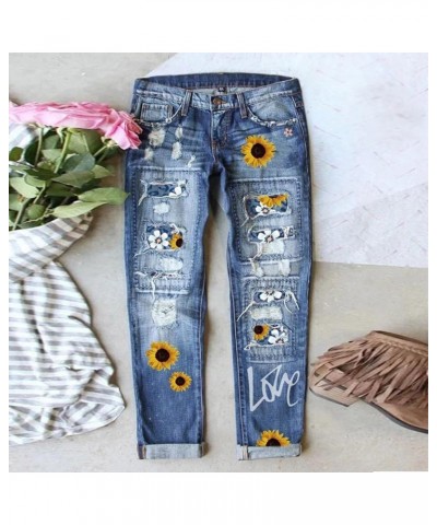 Good American Jeans Patchwork Pants Ripped Jeans Baseball Patch Jeans Straight Leg Jeans Distressed Jeans for Blue-b $19.36 J...