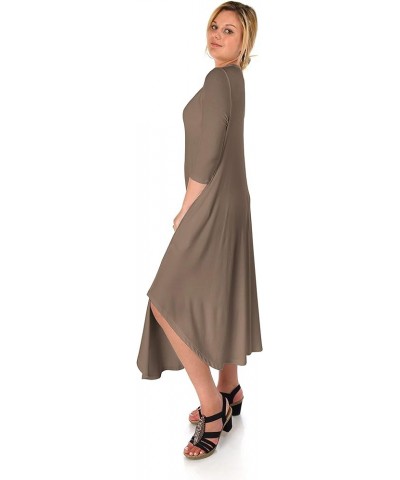 DFF Shop Women's 3/4 Sleeve Rounded Hem Mid-Length Maxi Dress (Size: S-5X) Coco $19.87 Dresses