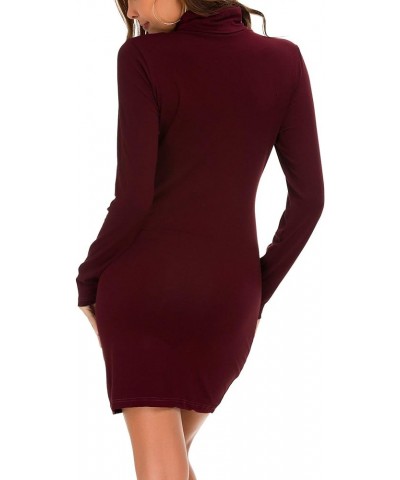 Women's Long Sleeve Turtleneck Bodycon T-Shirt Dress Windsor Wine $7.97 Dresses