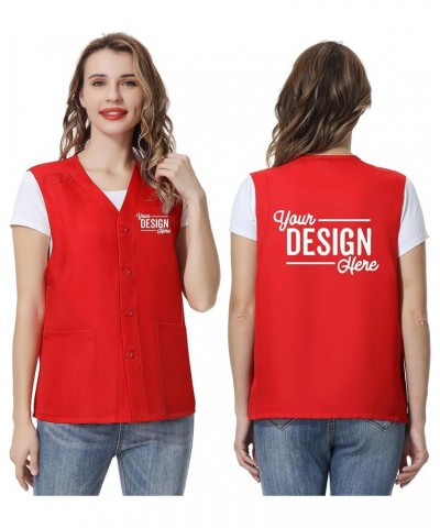 Custom Unisex Essential Work Vest Personalized Volunteer Vest Embroidered Printed Your logo Red $9.61 Vests