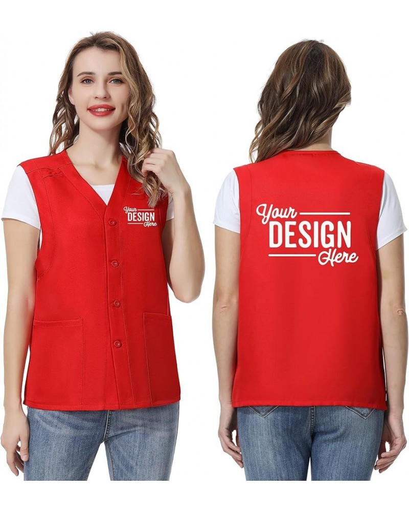 Custom Unisex Essential Work Vest Personalized Volunteer Vest Embroidered Printed Your logo Red $9.61 Vests