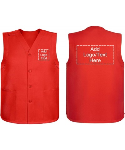 Custom Unisex Essential Work Vest Personalized Volunteer Vest Embroidered Printed Your logo Red $9.61 Vests