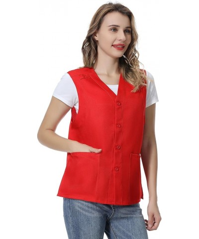 Custom Unisex Essential Work Vest Personalized Volunteer Vest Embroidered Printed Your logo Red $9.61 Vests