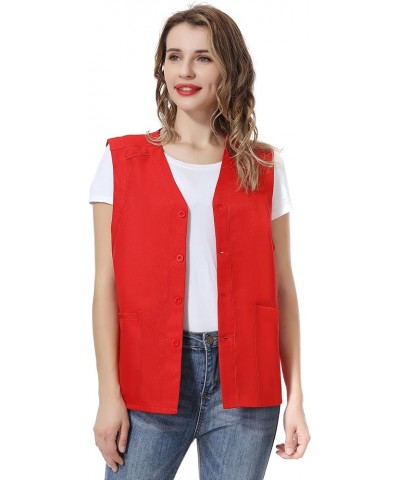 Custom Unisex Essential Work Vest Personalized Volunteer Vest Embroidered Printed Your logo Red $9.61 Vests